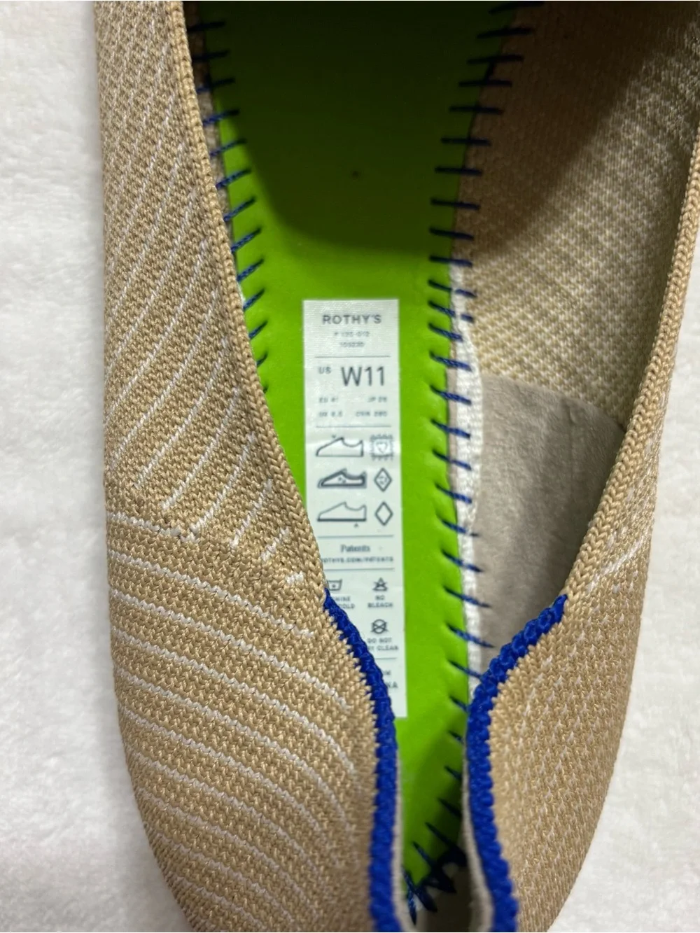 Rothy's Beige Slip-On Knit Flats with Subtle Stripe